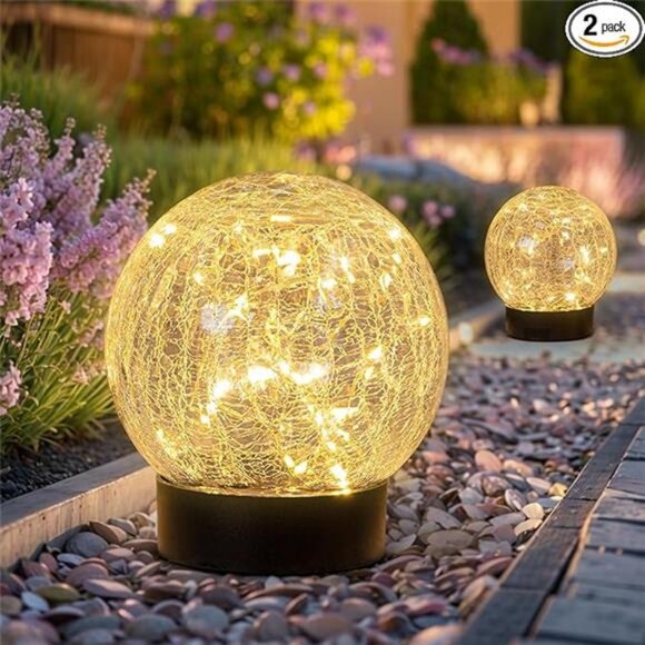 Solar Globe Lights Outdoor Large Garden Decor USB Charged 4.72" Diameter - Picture 7 of 7